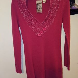 Pink low cut sweater